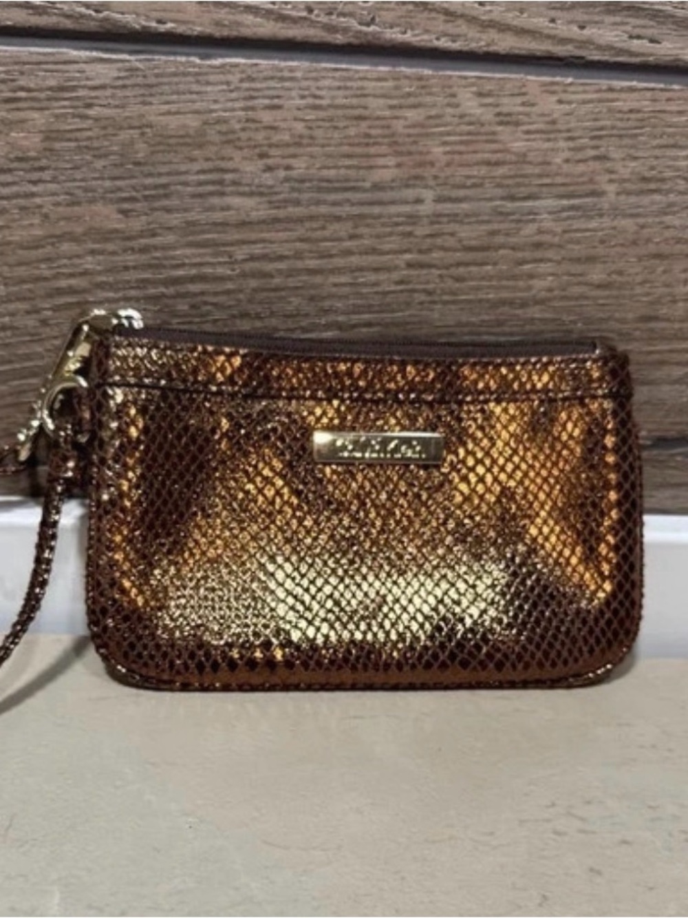 Metallic Bronze Wristlet Purse
